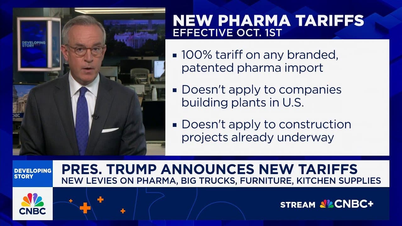 Presidnet Trump announces new tariffs on pharma, big trucks, furniture, kitchen supplies